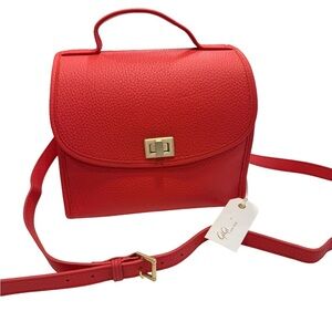GiGi New York Amelie Crossbody Satchel Pebble Grain Leather New Tags Poppy